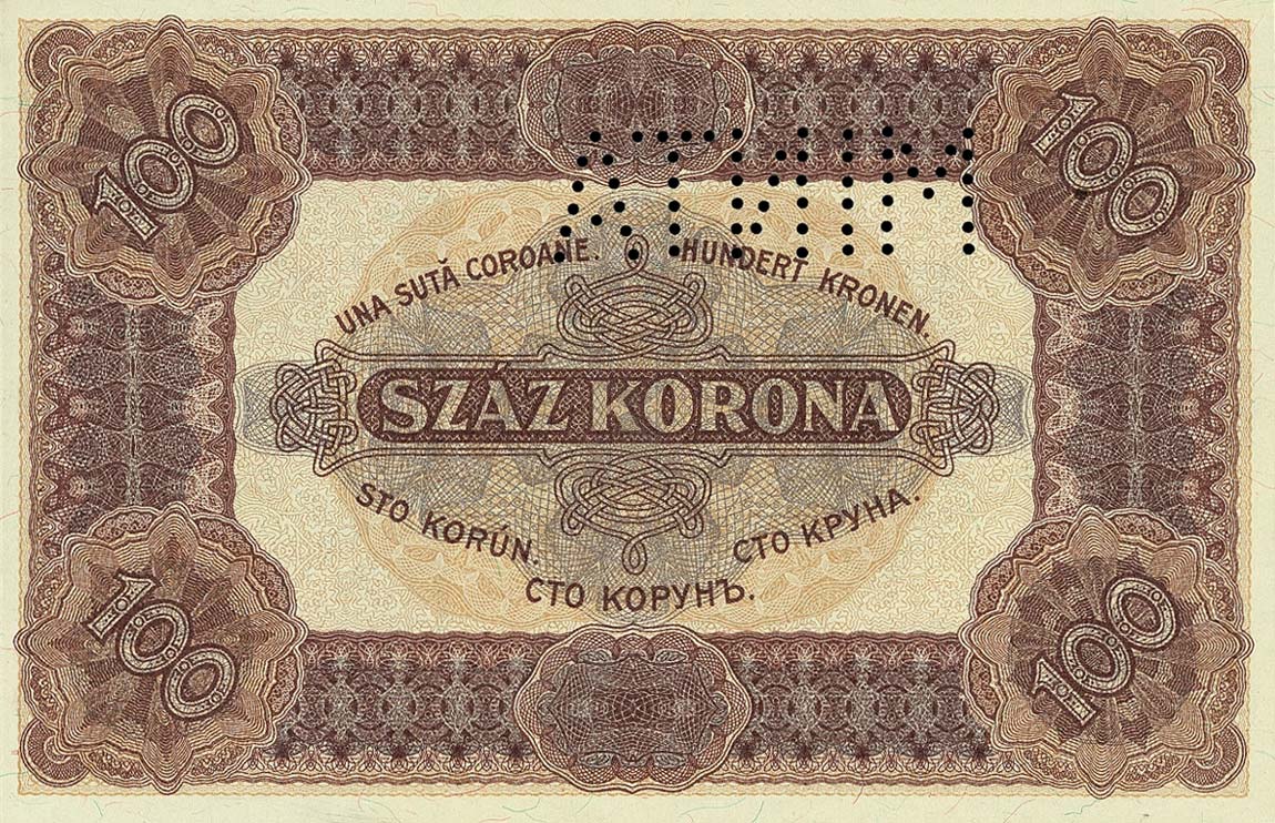 Back of Hungary p63s: 100 Korona from 1920