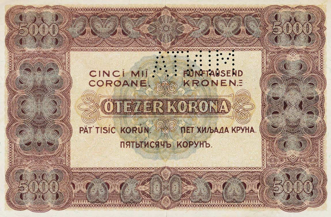 Back of Hungary p67s: 5000 Korona from 1920