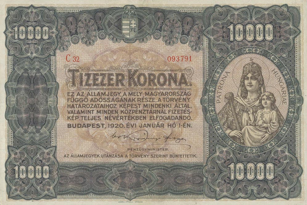 Front of Hungary p68a: 10000 Korona from 1920