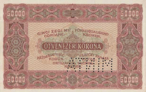 Back of Hungary p71s: 50000 Korona from 1923