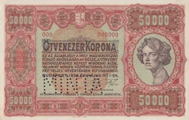 Front of Hungary p71s: 50000 Korona from 1923