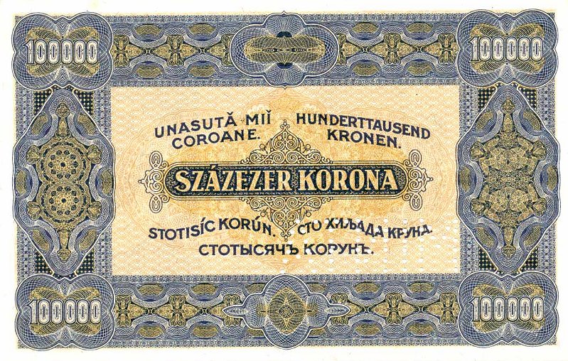 Back of Hungary p72s: 100000 Korona from 1923