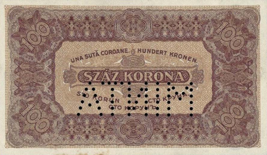 Back of Hungary p73s: 100 Korona from 1923