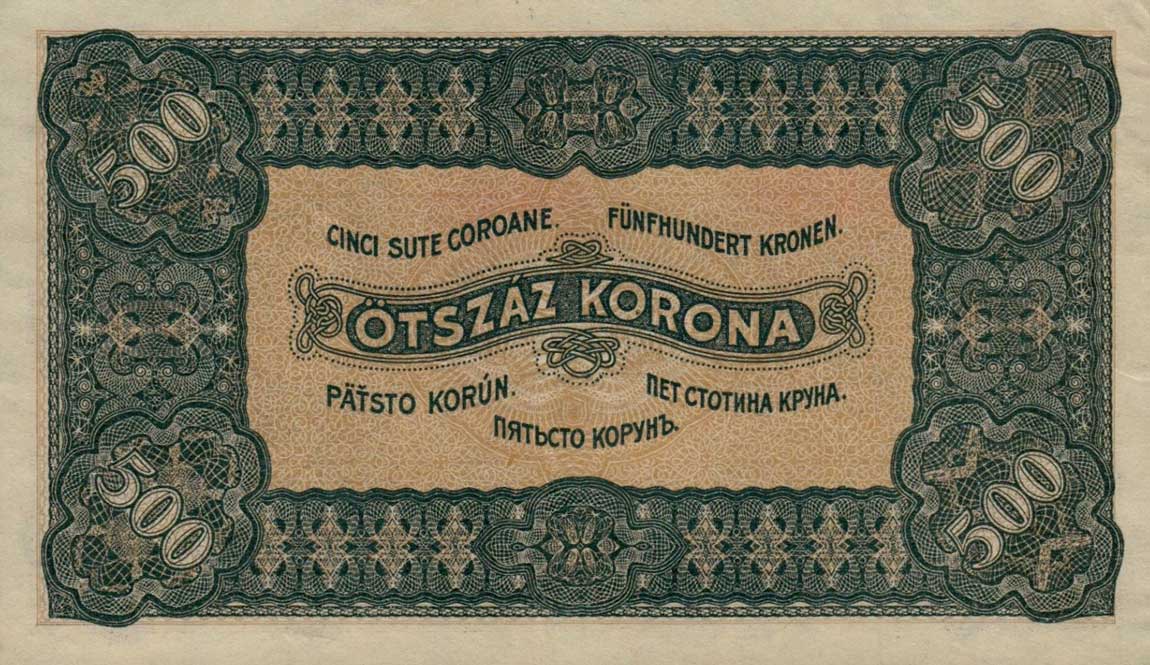 Back of Hungary p74a: 500 Korona from 1923