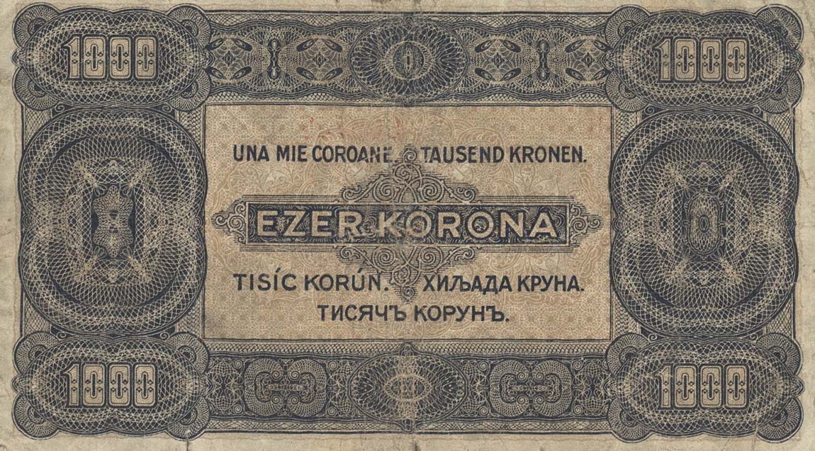 Back of Hungary p75b: 1000 Korona from 1923