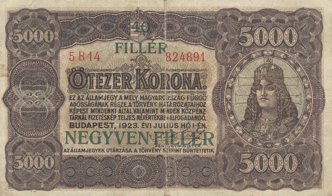 Front of Hungary p82b: 40 Filler from 1925