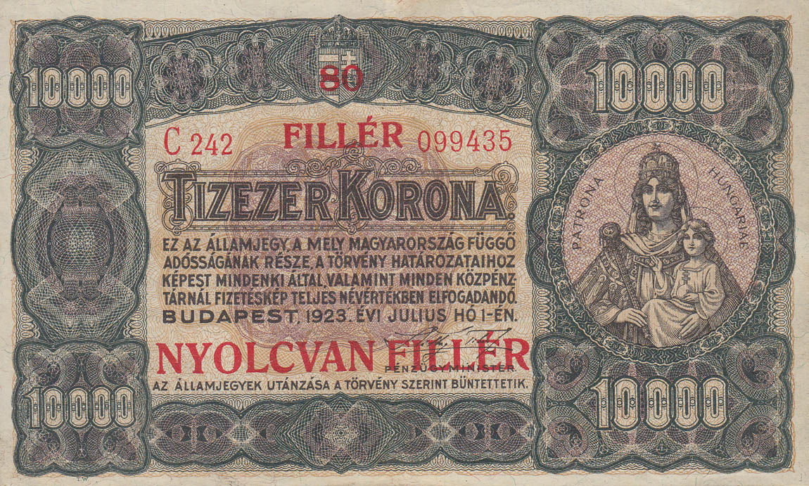 Front of Hungary p83b: 80 Filler from 1925