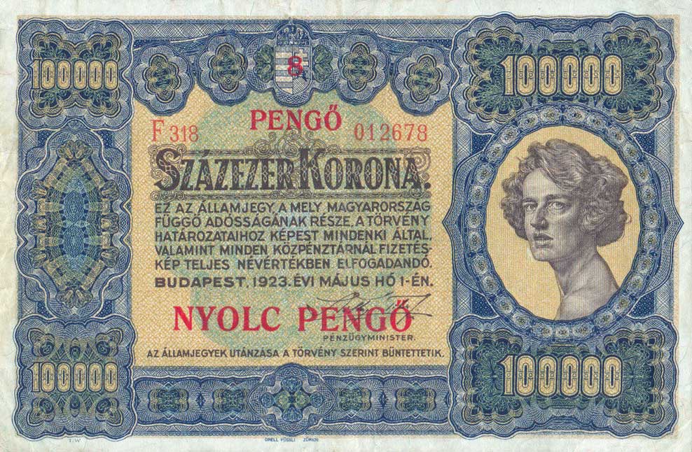 Front of Hungary p86a: 8 Pengo from 1925