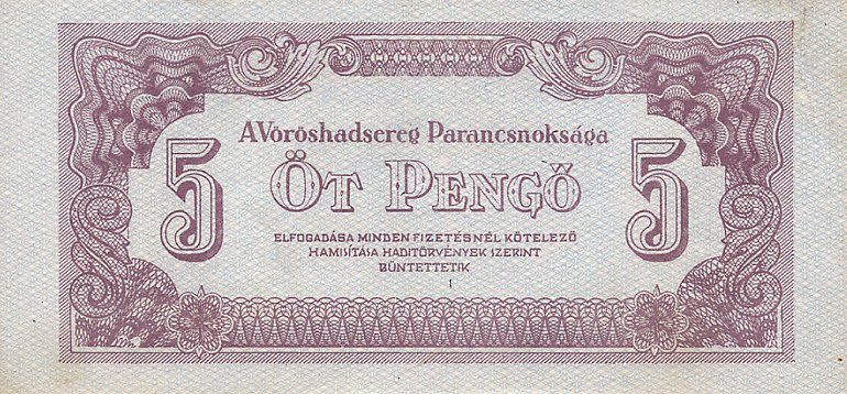 Front of Hungary pM4: 5 Pengo from 1944