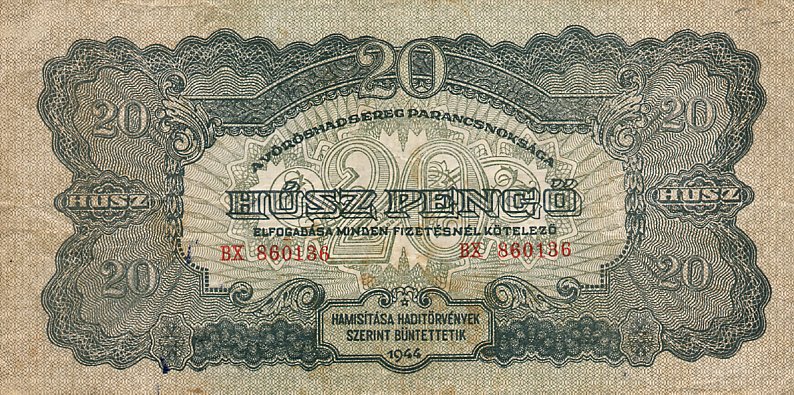 Front of Hungary pM6b: 20 Pengo from 1944