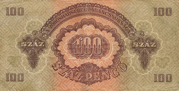 Back of Hungary pM8: 100 Pengo from 1944