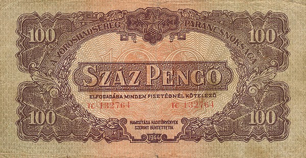 Front of Hungary pM8: 100 Pengo from 1944