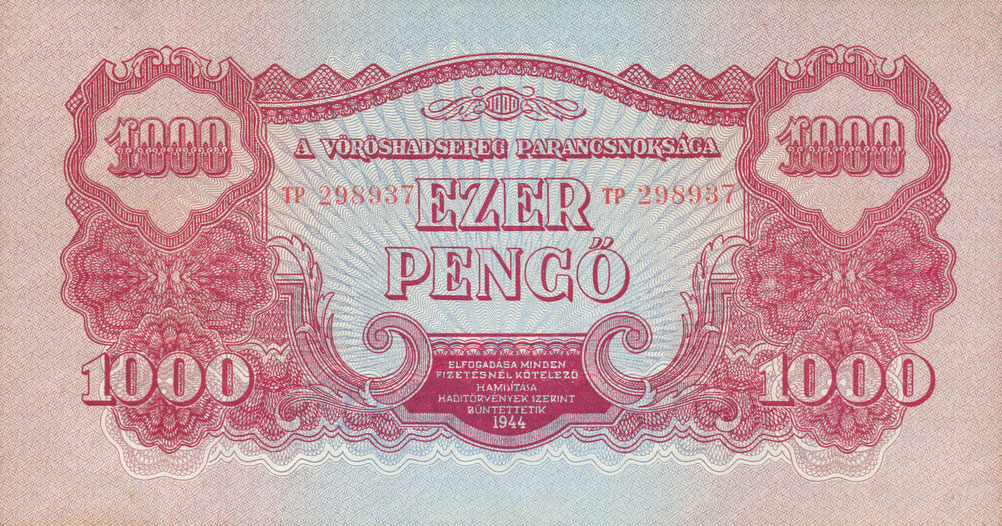 Front of Hungary pM9: 1000 Pengo from 1944