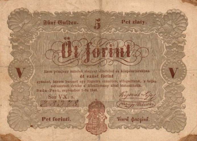 Front of Hungary pS116a: 5 Forint from 1848