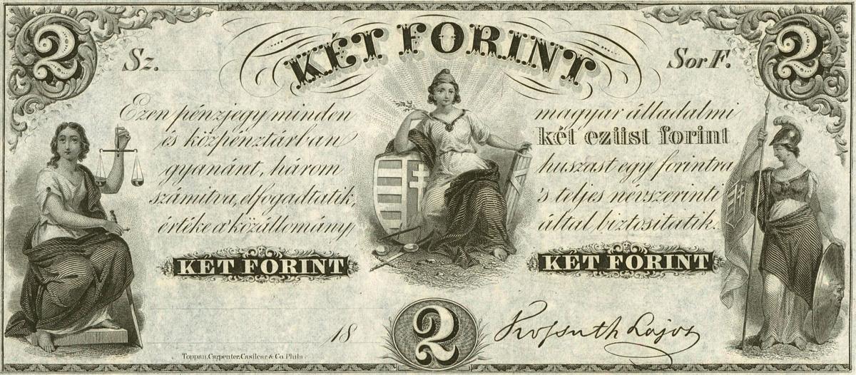 Front of Hungary pS142r1: 2 Forint from 1852