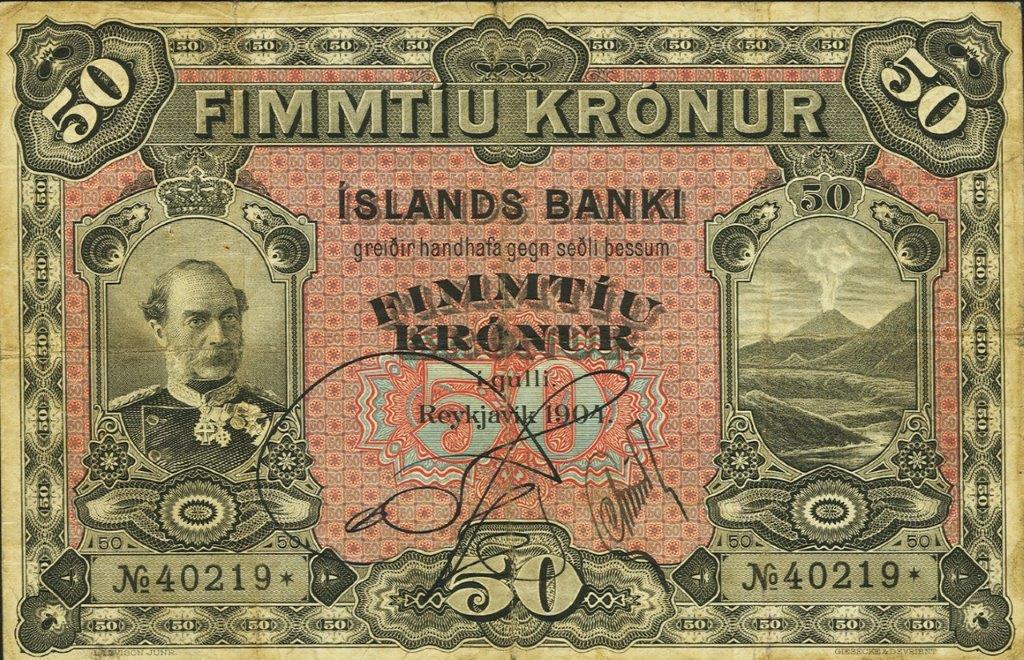 Front of Iceland p12: 50 Kronur from 1904