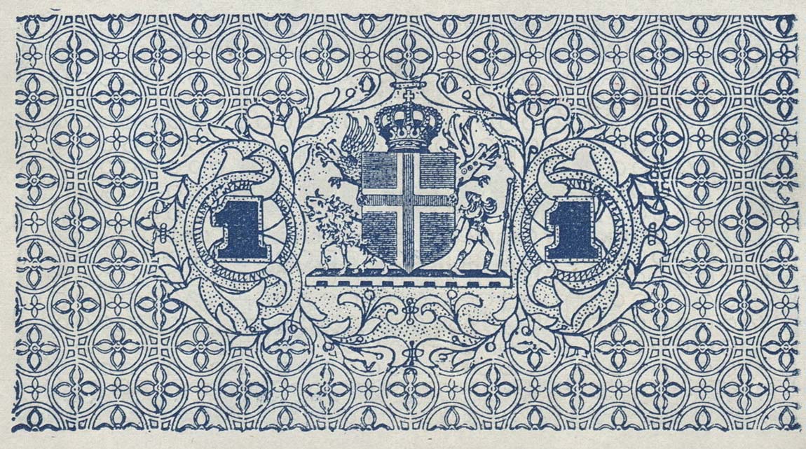 Back of Iceland p18b: 1 Kronur from 1924