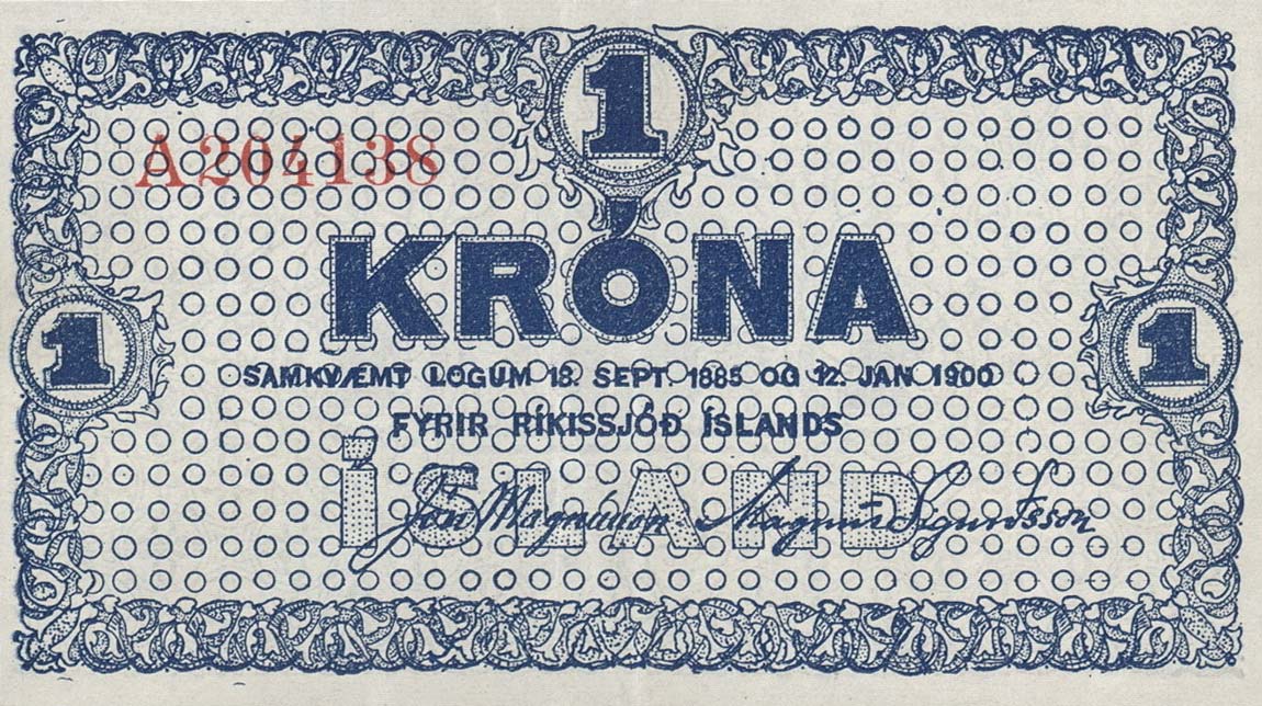Front of Iceland p18b: 1 Kronur from 1924