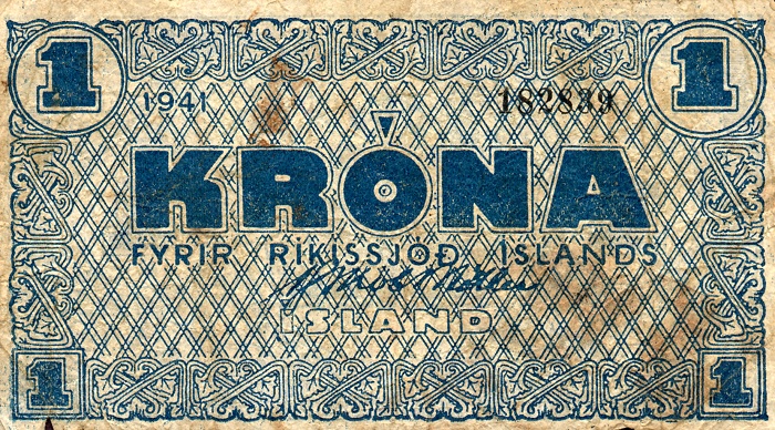 Front of Iceland p22m: 1 Kronur from 1946