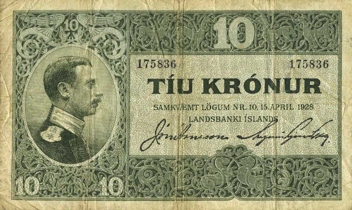 Front of Iceland p24: 10 Kronur from 1928