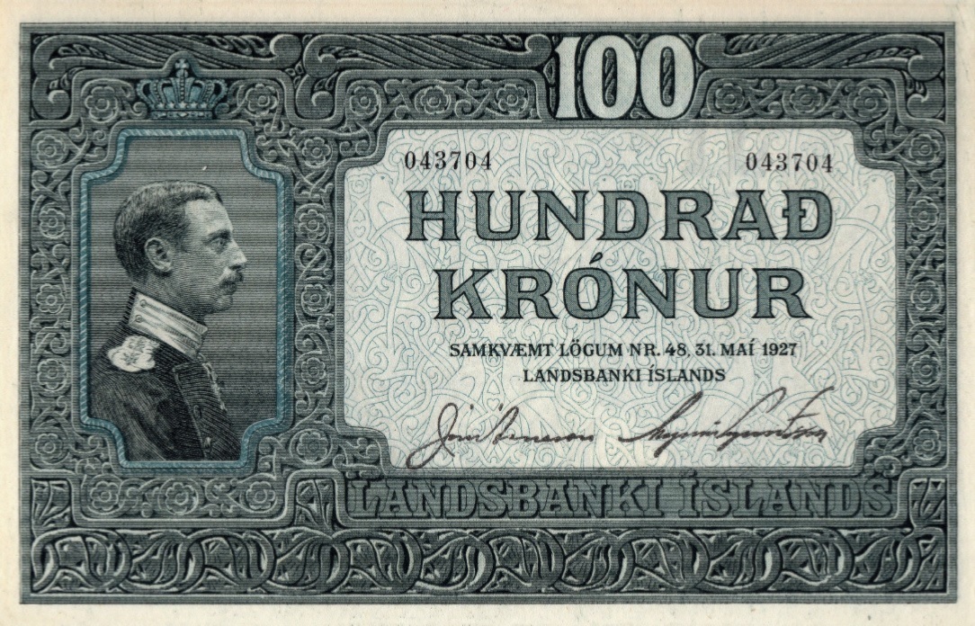 Front of Iceland p26: 100 Kronur from 1927