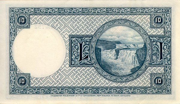 Back of Iceland p28a: 10 Kronur from 1928