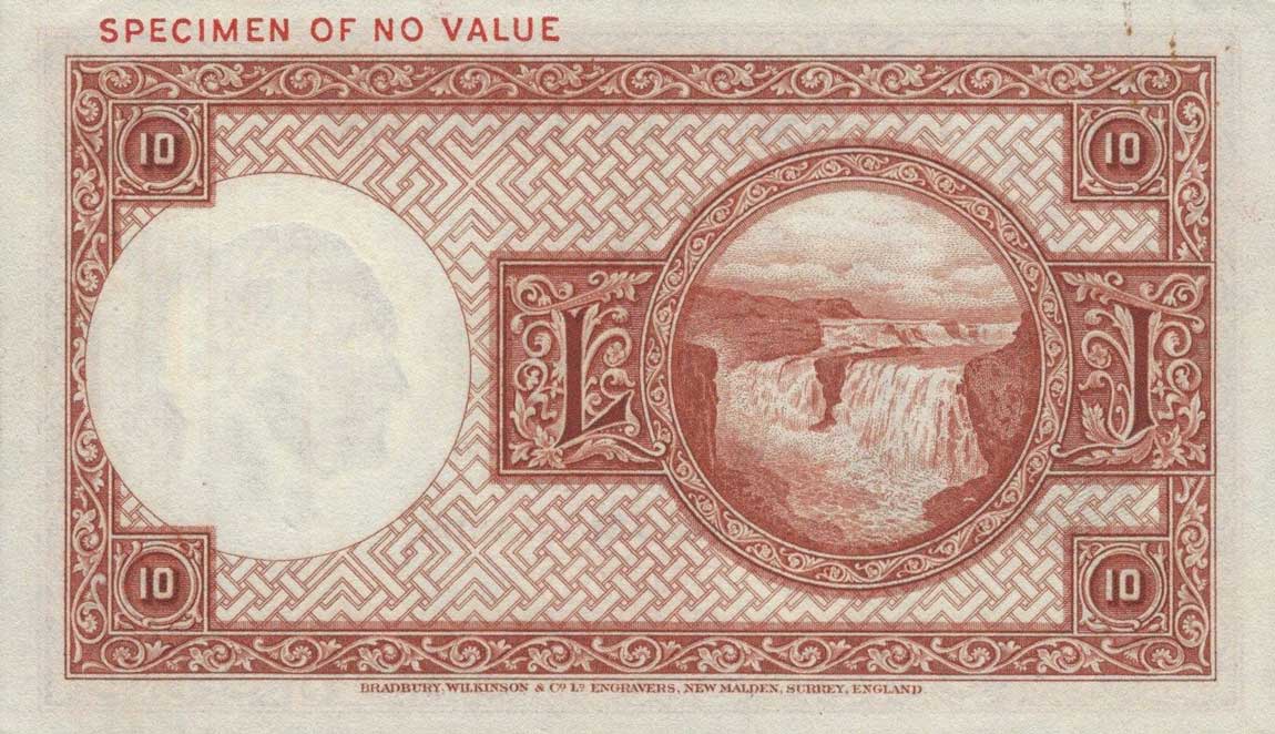 Back of Iceland p28ct: 10 Kronur from 1928