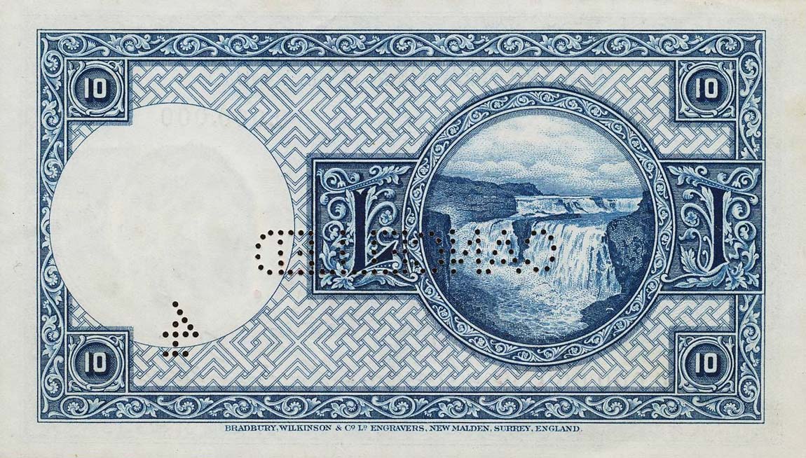 Back of Iceland p28s: 10 Kronur from 1928