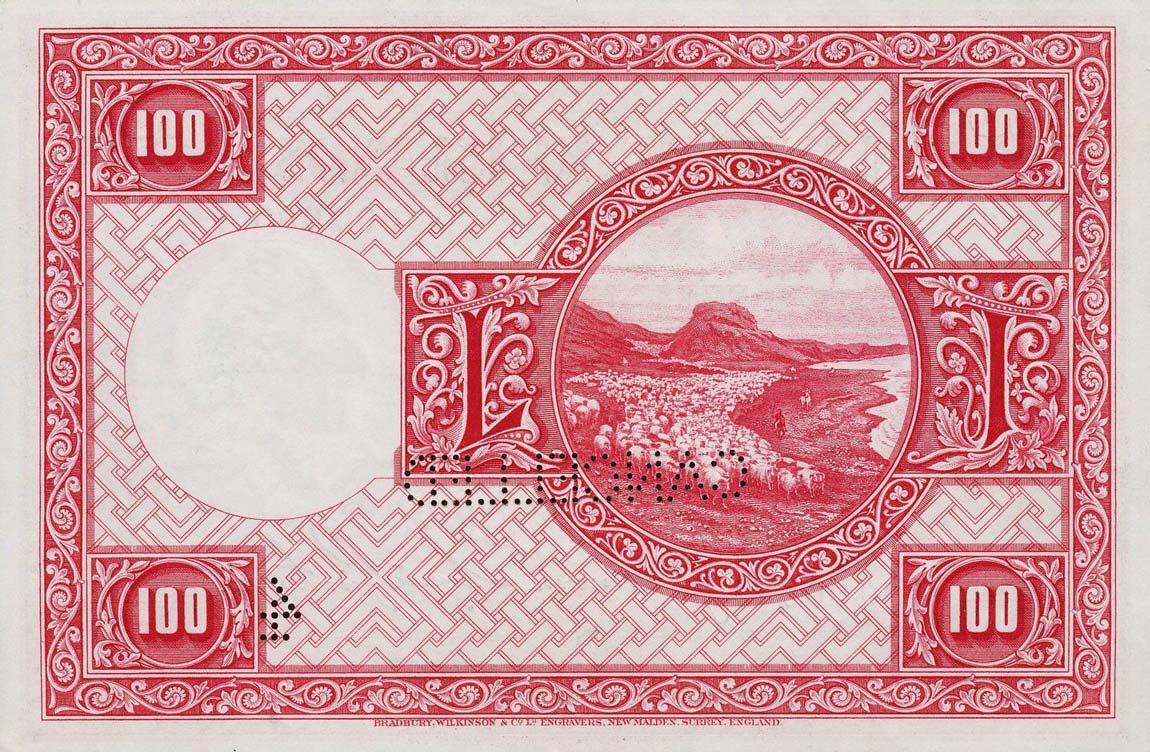 Back of Iceland p30s: 100 Kronur from 1928