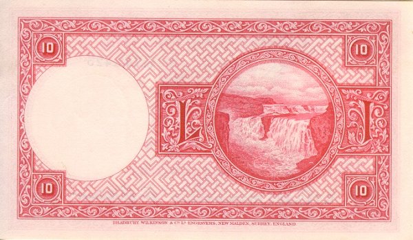 Back of Iceland p33a: 10 Kronur from 1928