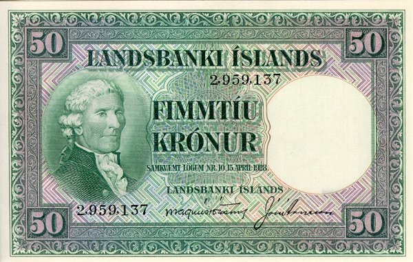 Front of Iceland p34a: 50 Kronur from 1928