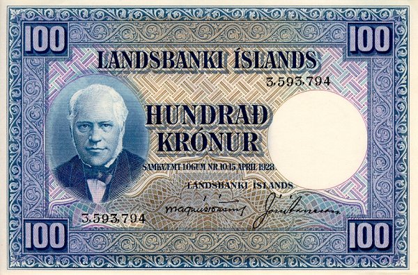 Front of Iceland p35a: 100 Kronur from 1928