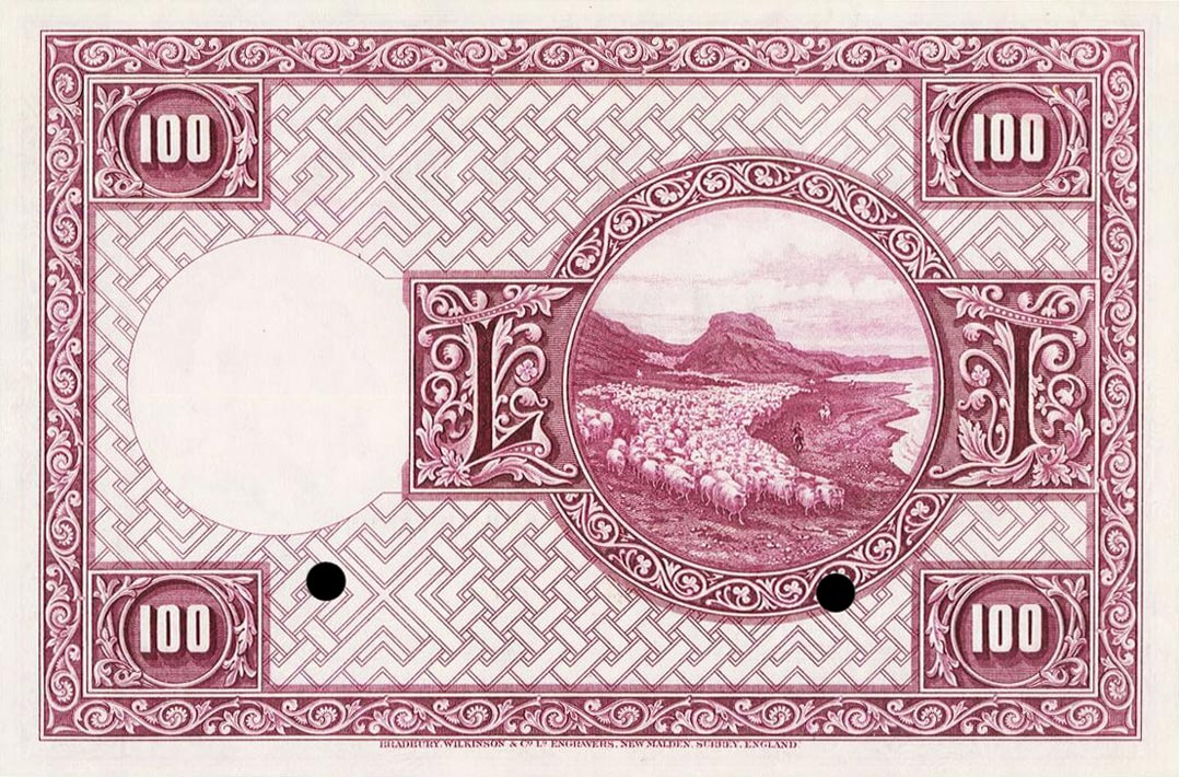 Back of Iceland p35ct: 100 Kronur from 1928