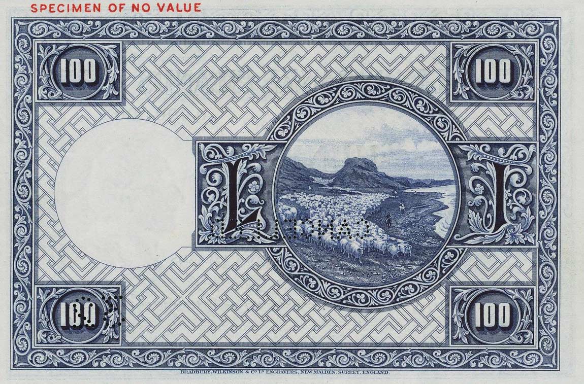 Back of Iceland p35s: 100 Kronur from 1928