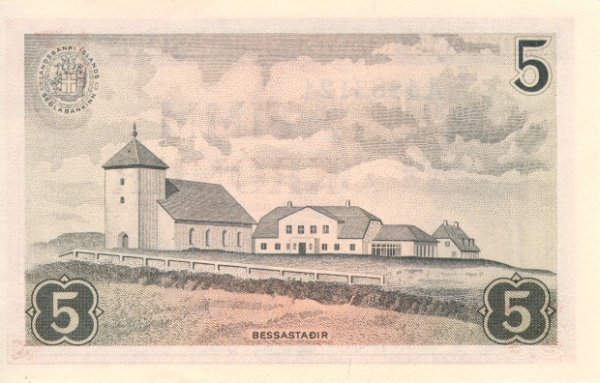 Back of Iceland p37a: 5 Kronur from 1957