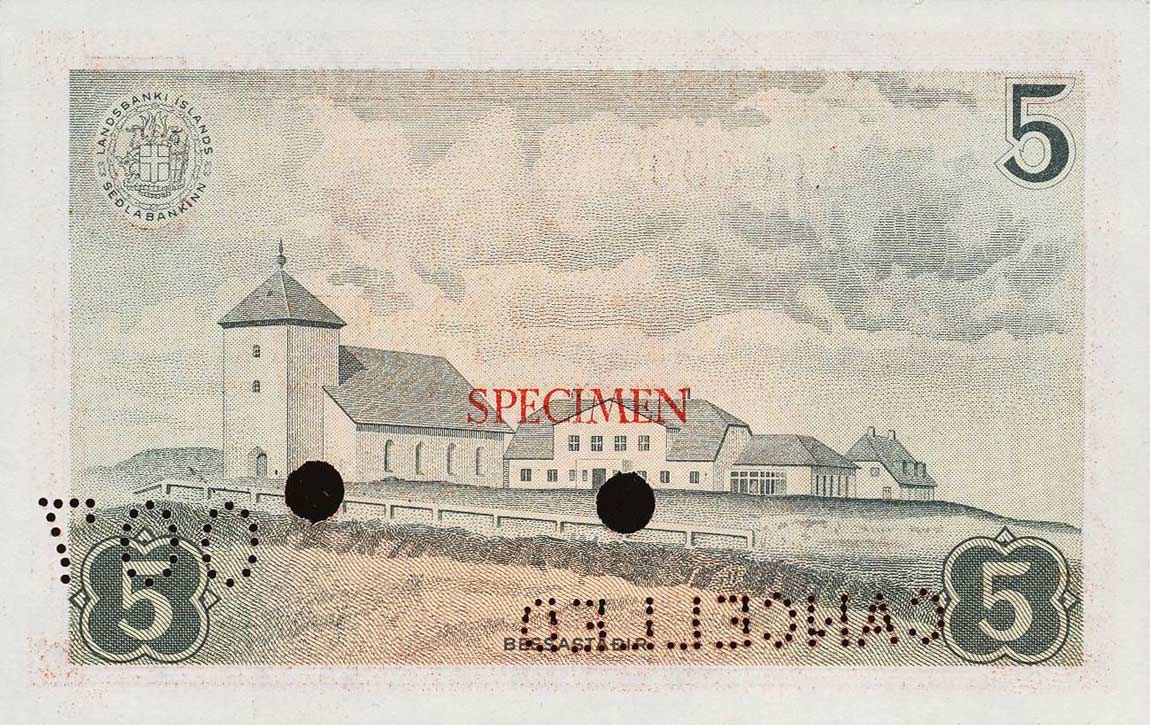 Back of Iceland p37s1: 5 Kronur from 1957