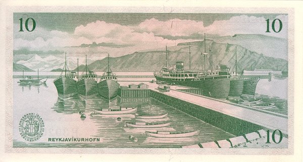 Back of Iceland p38a: 10 Kronur from 1957