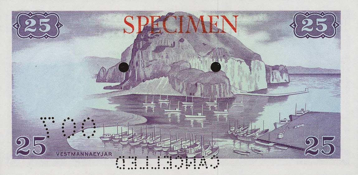 Back of Iceland p39s: 25 Kronur from 1957