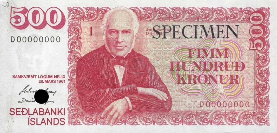 Front of Iceland p51s: 500 Kronur from 1981