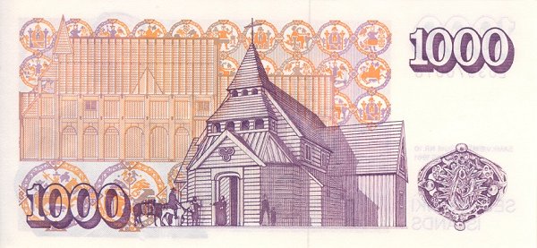 Back of Iceland p52a: 1000 Kronur from 1984