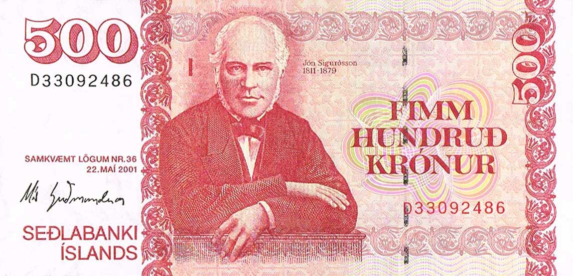 Front of Iceland p58a: 500 Kronur from 2001