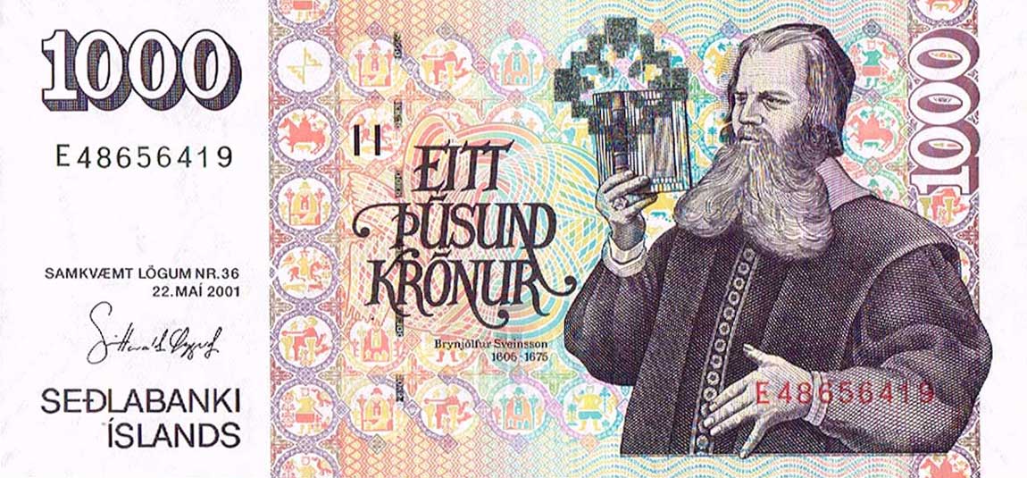 Front of Iceland p59: 1000 Kronur from 2001