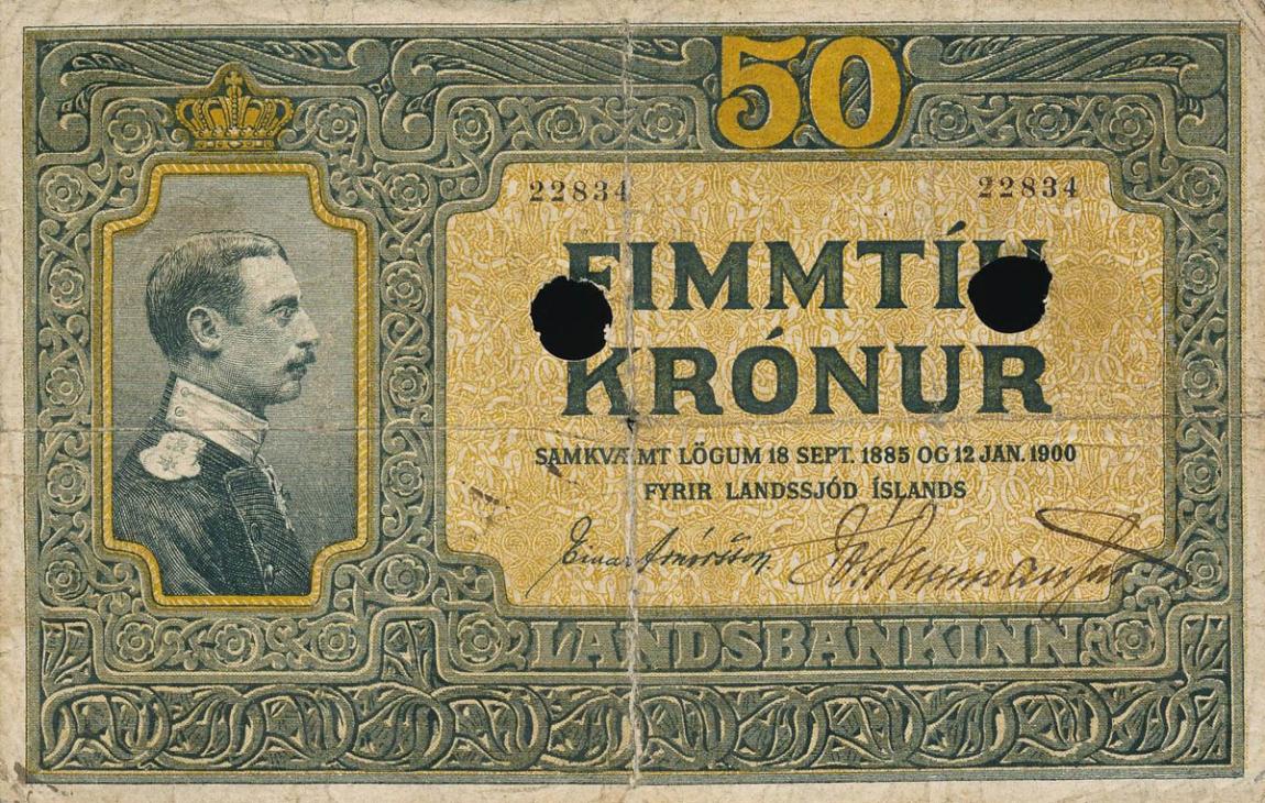 Front of Iceland p6b: 50 Kronur from 1885