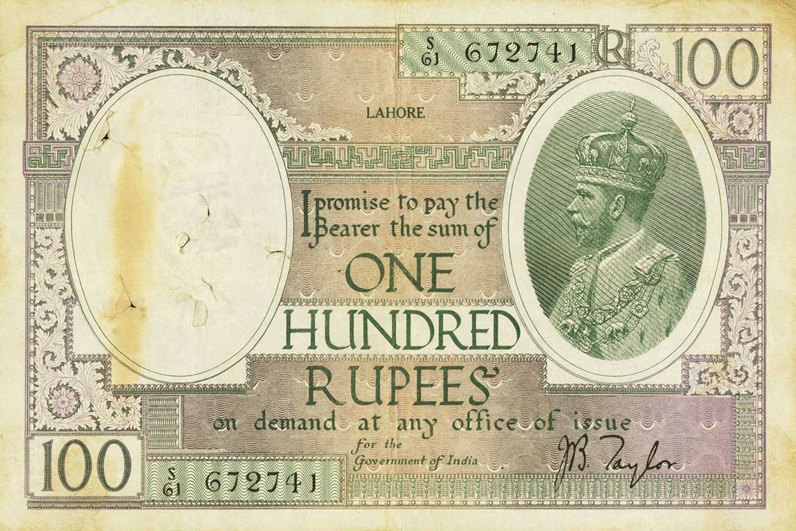 Front of India p10n: 100 Rupees from 1917