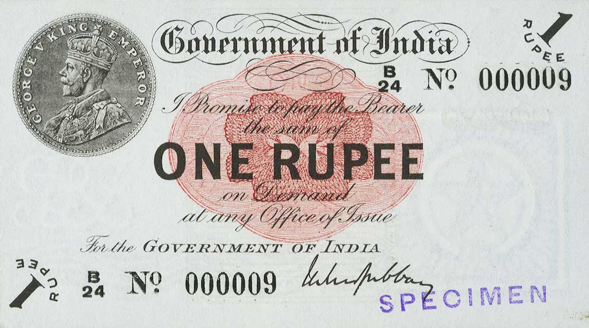 Front of India p1s: 1 Rupee from 1917