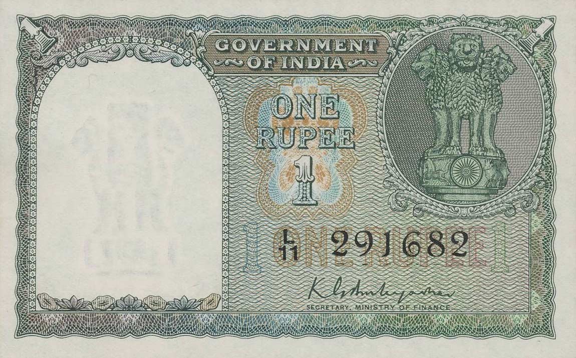 Front of India p71b: 1 Rupee from 1949