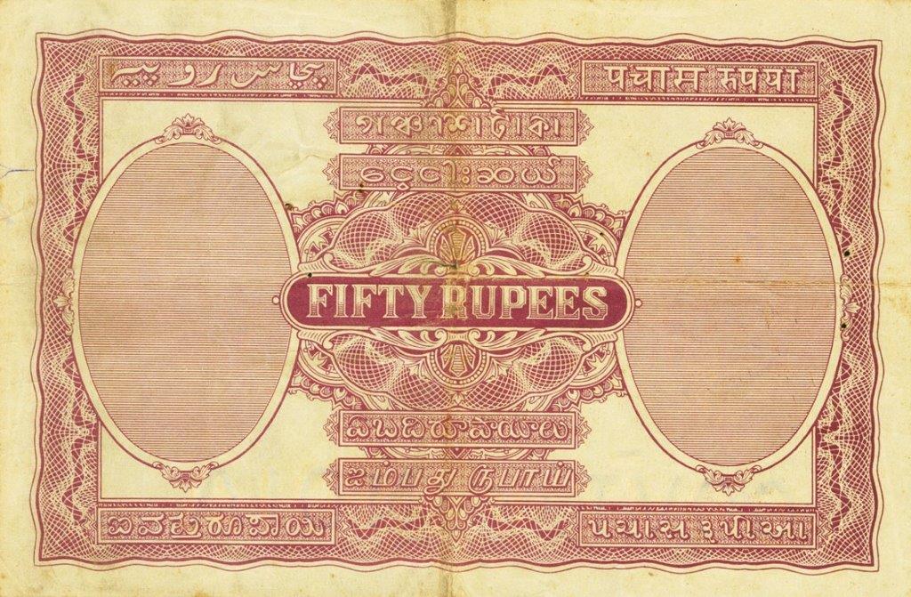 Back of India p9e: 50 Rupees from 1930