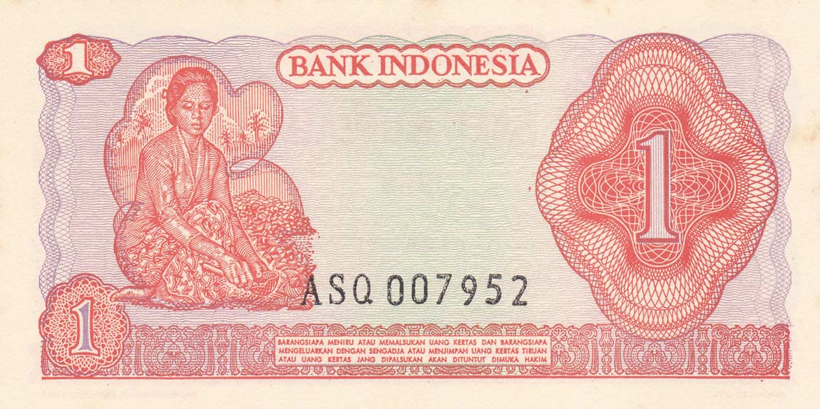 Back of Indonesia p102a: 1 Rupiah from 1968