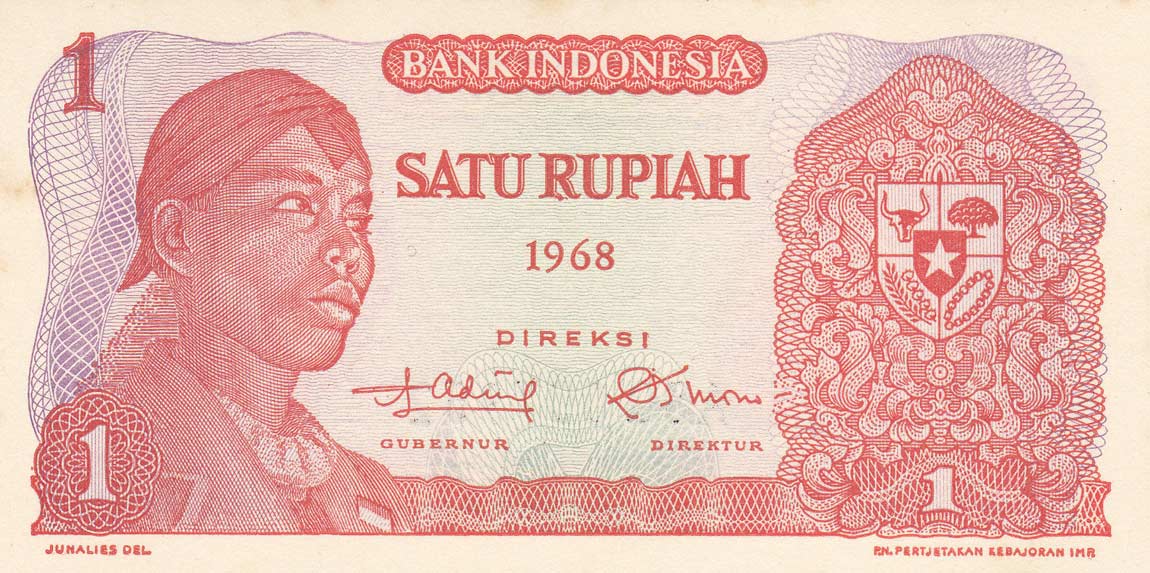 Front of Indonesia p102a: 1 Rupiah from 1968