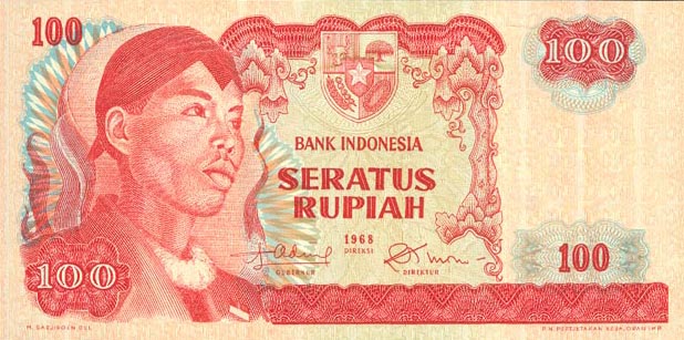 Front of Indonesia p108a: 100 Rupiah from 1968